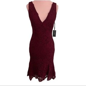 BHLDN Vera Wang Lace Dress in Burgundy Size 2 NWT